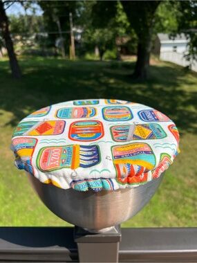 Homemade Standard Kitchen Aid mixer Multi-colored sardines fabric bowl cover